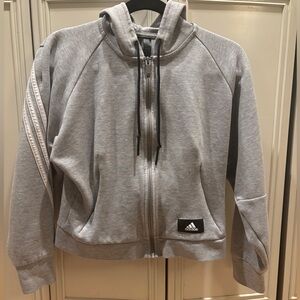 Adidas Heather Gray Hoodie with Logo
